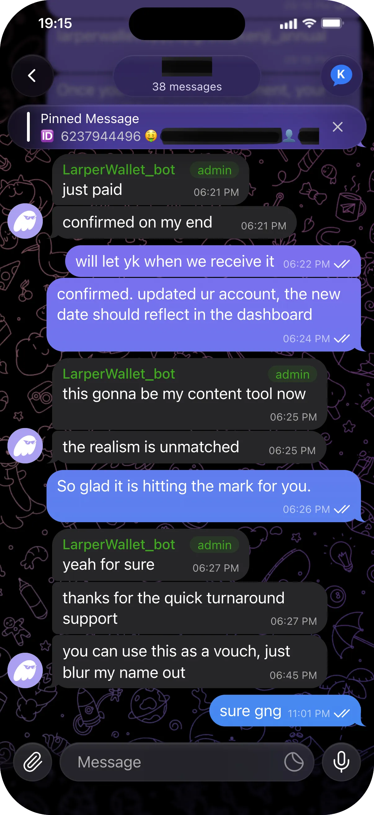 Anonymous customer vouch 1